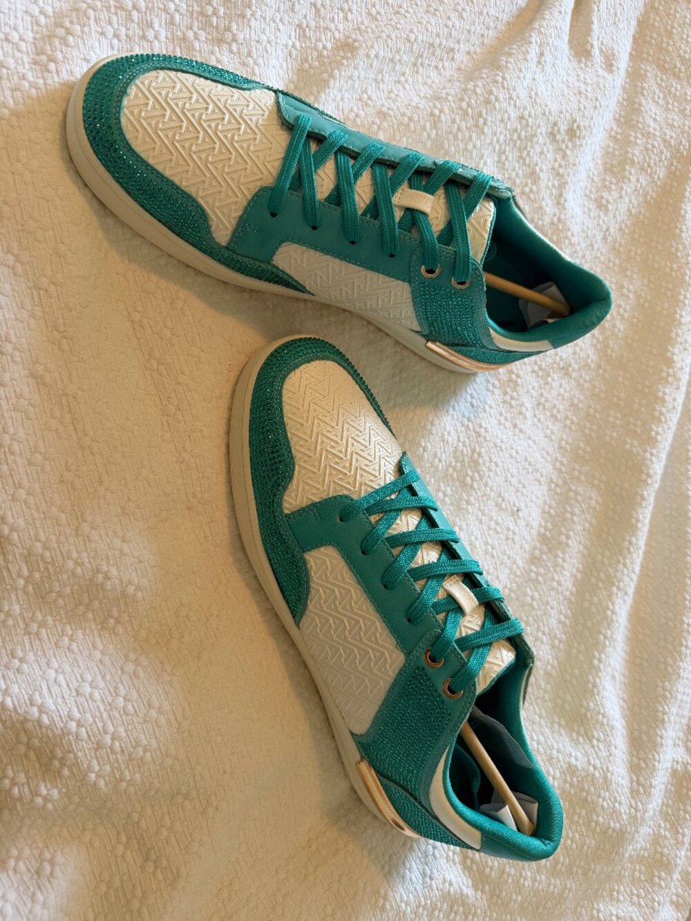 Brand-new ALDO Turquoise and White Rhinestone Sneakers